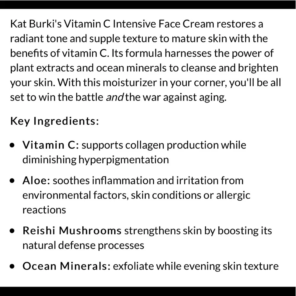 🌿 Kat Burki Vitamin C Intensive Face Cream (1.7 oz.) 50ml Large Jar